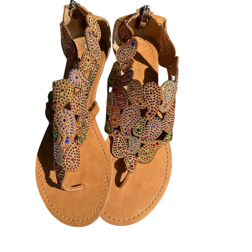 ZIGI girl Tan Gladiator Sandals with Floral Cutouts